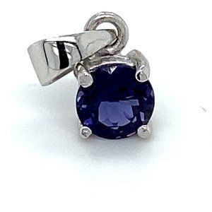 Iolite .62ct Platinum Finish Solid Silver Pendant